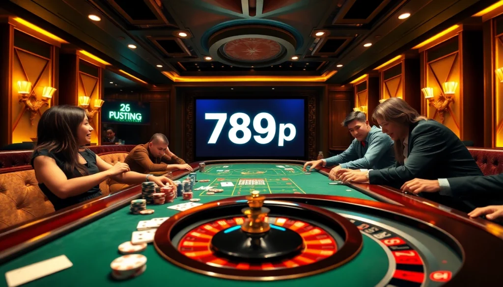 Engaging scene of players at a casino table featuring 789p poker chips and cards.