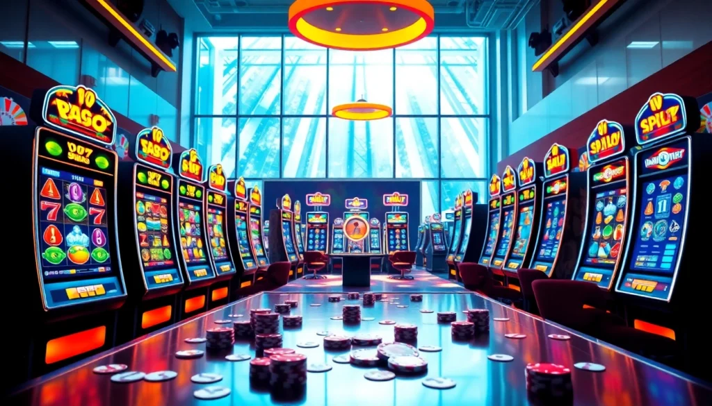 Slot deposit 1k in a colorful digital casino environment with interactive gaming elements.