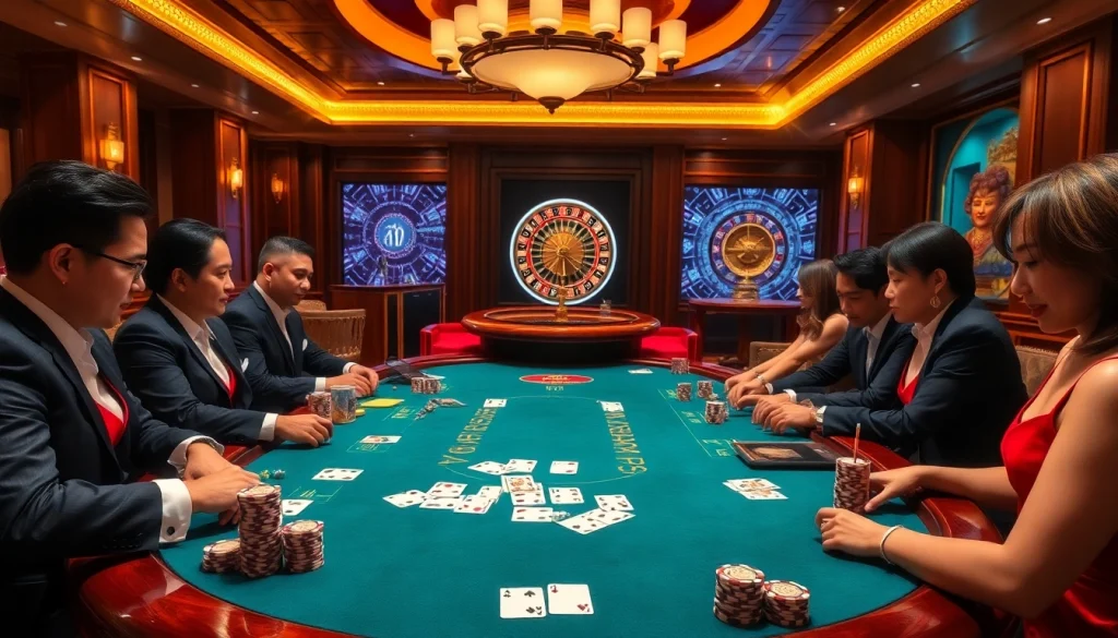 Excited gamblers at a poker table analyzing result china outcomes while placing bets.