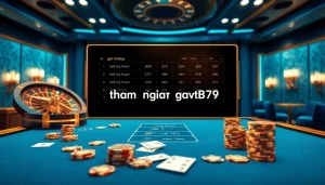 Join the exciting world of online gambling at tham gia gavb79, featuring poker chips and roulette.