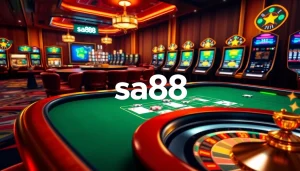 Engage in thrilling sa88 online casino gaming with poker tables and roulette wheels.