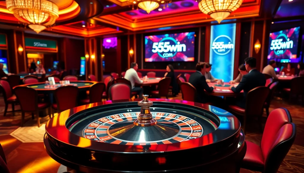 Experience the thrill of gaming at 555win com with a vibrant casino atmosphere and engaged players.