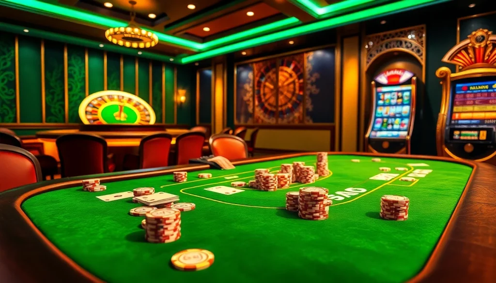 Engaged players in a high-stakes poker game at a luxurious casino featuring MMOO branding.