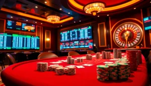 MM88 online betting excitement with vibrant poker table and roulette wheel