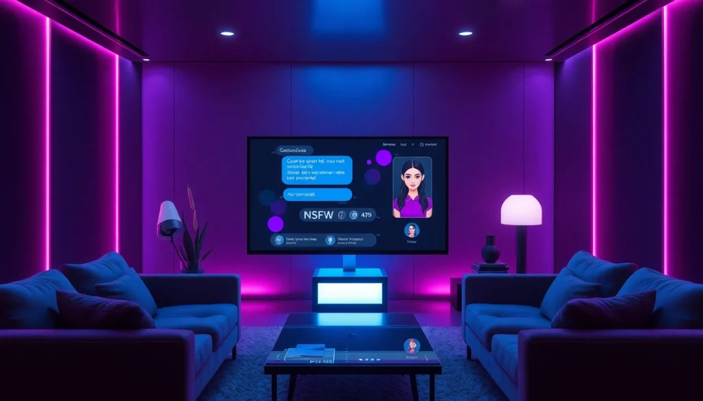 Engaging NSFW AI image generation setup showcasing an immersive chat interface in a modern workspace.