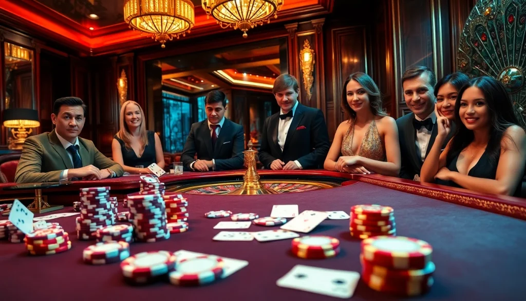 Experience the thrill of gaming at s88vip with a luxurious casino table and excited players.