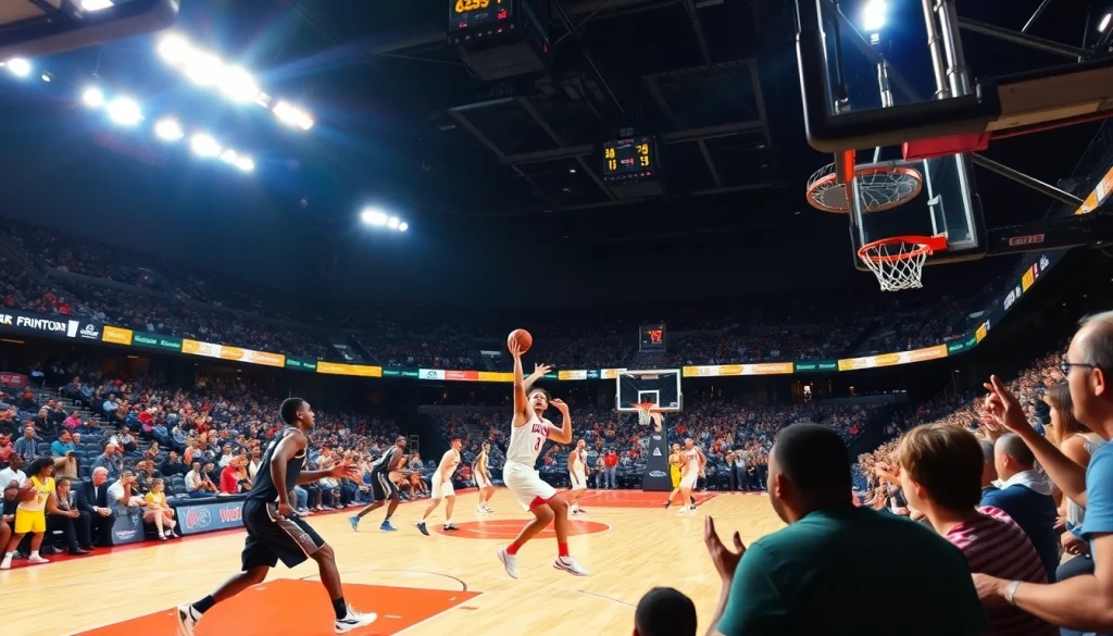 ดูบาสสด ในการแข่งขันที่ตื่นเต้นของนักกีฬาในสนาม