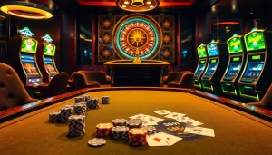 A thrilling moment at s88vip casino with vibrant poker chips and cards on an elegant table.