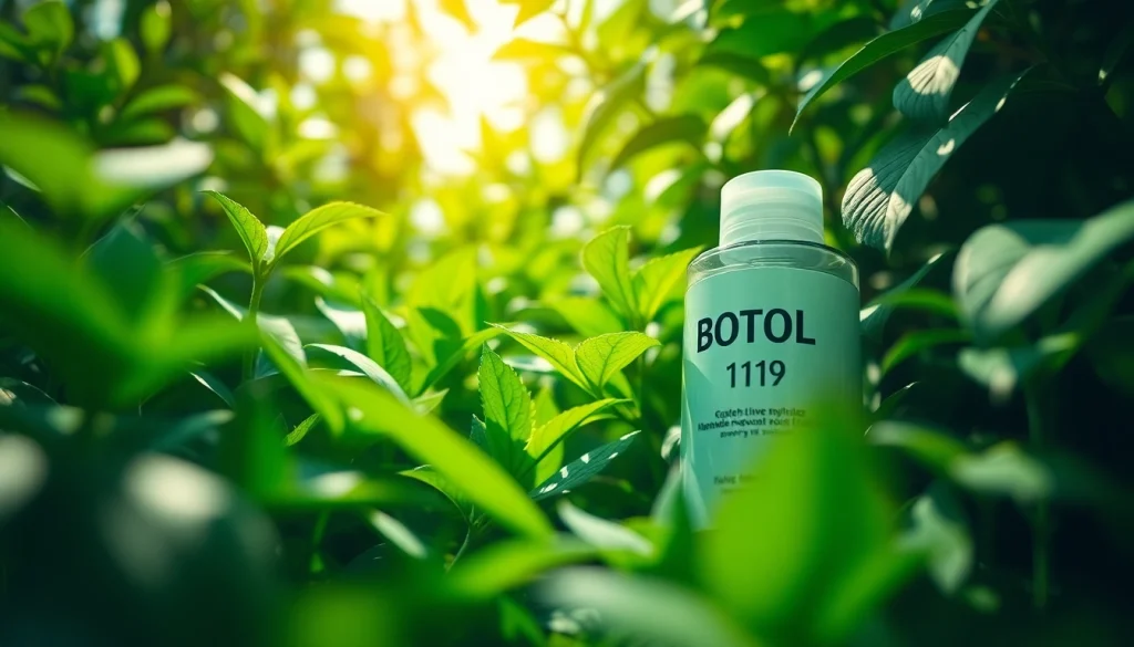Captured scene featuring BOTOL169 in a serene green botanical setting, highlighting sustainability and innovation.