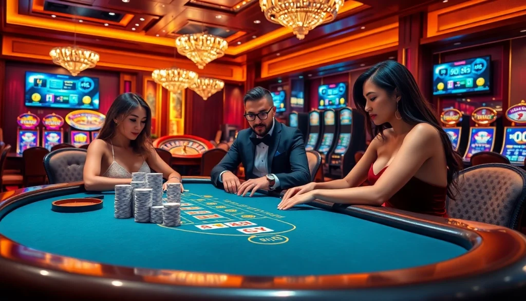 Winning big at stylish casino tables with players enjoying games at https://bong88.casa/.