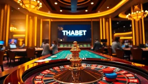 Experience thrilling casino action at THABET with vibrant gaming tables and roulette.