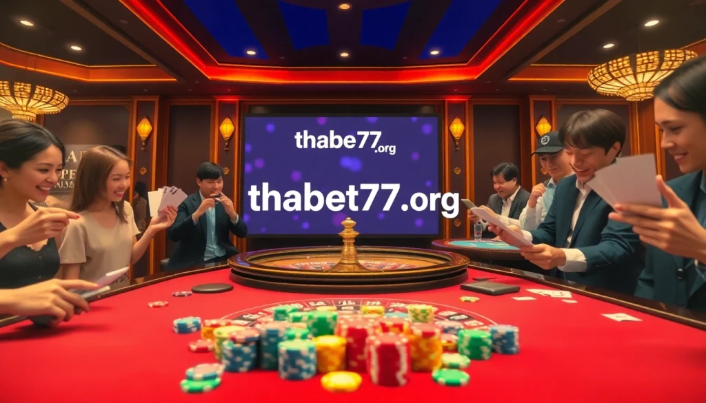 Experience thrilling gameplay at thabet77.org with vibrant casino tables and high-stakes excitement.