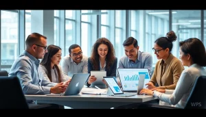 在现代协作工作空间中使用 WPS Office 软件的专业人士。