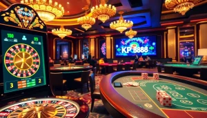 KP88 slot machine attracts players in a luxurious casino setting with exciting games.