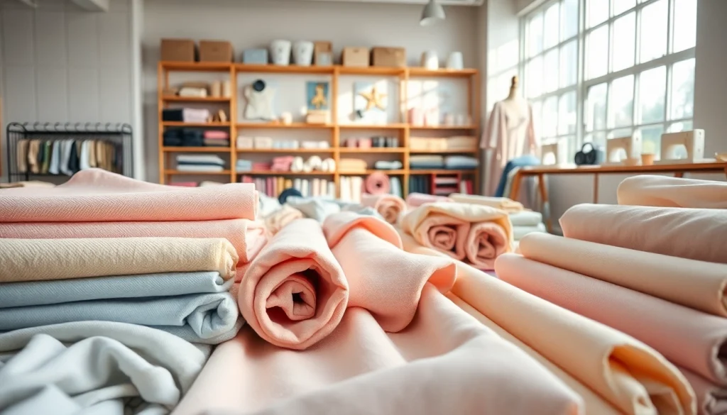 Zachte stof voor kleding in verschillende kleuren en texturen, perfect voor creativiteit.