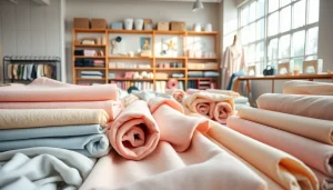 Zachte stof voor kleding in verschillende kleuren en texturen, perfect voor creativiteit.