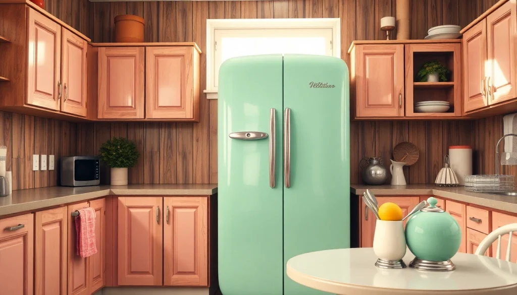 Vibrant retro appliance enhances a cozy kitchen with vintage charm and modern touches.