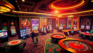 Engaging online gambling scene at mm88.land with vibrant casino games and an exciting atmosphere.