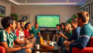 Watch live soccer streaming on socolive.com.co with excited fans enjoying a match.