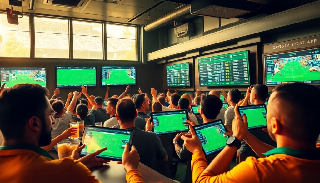 Live sports betting odds and statistics at https://keonhacai.study/ with enthusiastic fans in a sports bar.