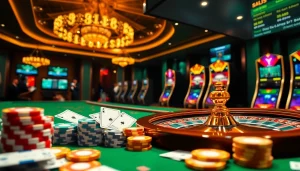 Players enjoying the excitement of online gambling on https://open88ss.com/ with vibrant casino elements.