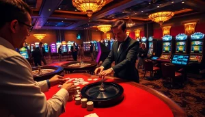 Rasakan sensasi bermain game di jmacdonaldphoto.com dengan adegan lantai kasino yang berwarna-warni.