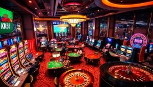 Engaged players enjoying premium KK55 gaming experience at modern casino tables.