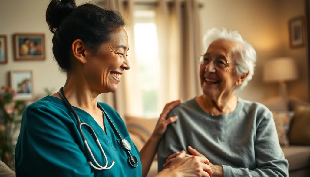 Senior receiving respite care austin tx from a compassionate caregiver in a cozy setting.