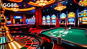 Experience thrilling gambling excitement at GG88's online casino with vibrant gaming elements.