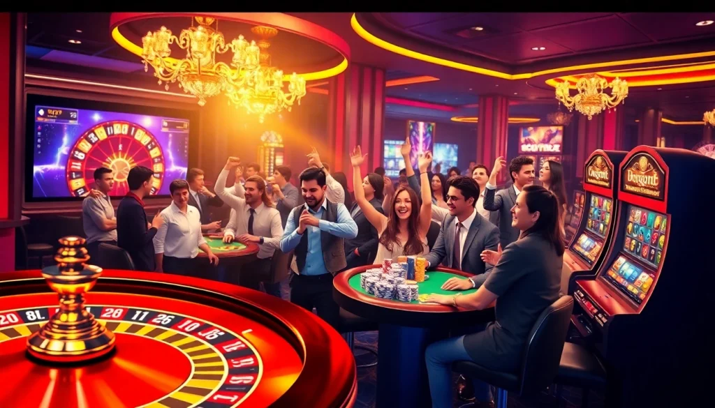 Découvrez l'excitation du casino en ligne avec des joueurs participant à des jeux vibrants dans un casino numérique.