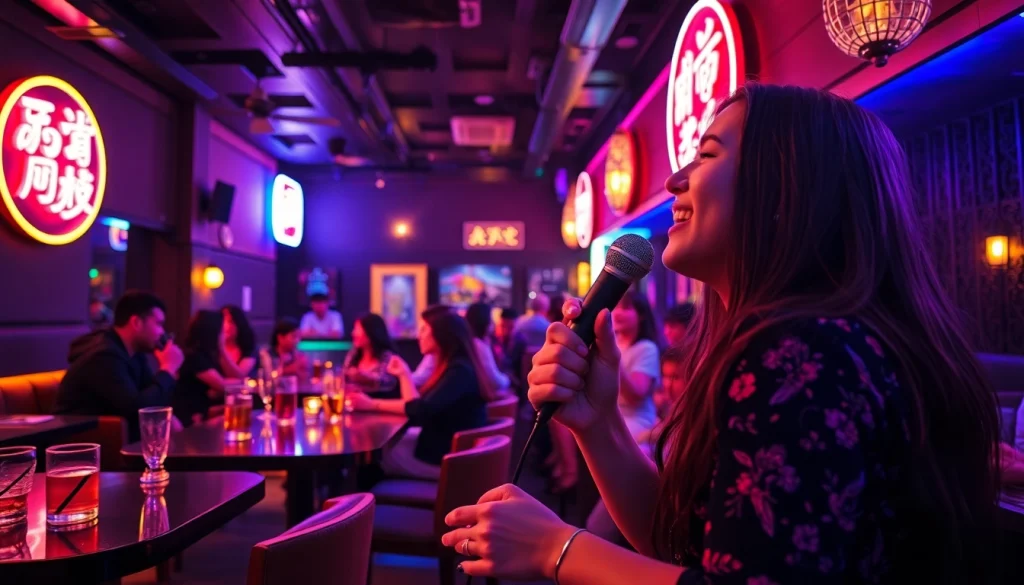 활기찬 노래방 분위기와 매력적인 공연자가 있는 흥미로운 제주도유흥 현장.