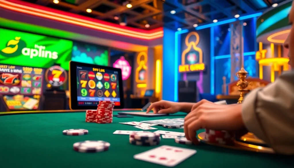 Pengalaman perjudian online yang menarik dengan antarmuka Kit4d yang menampilkan permainan kasino yang meriah dan suasana mewah.