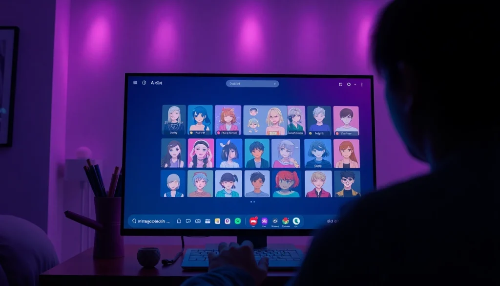 Engaging NSFW AI chat scene showcasing diverse characters and interactive interface.