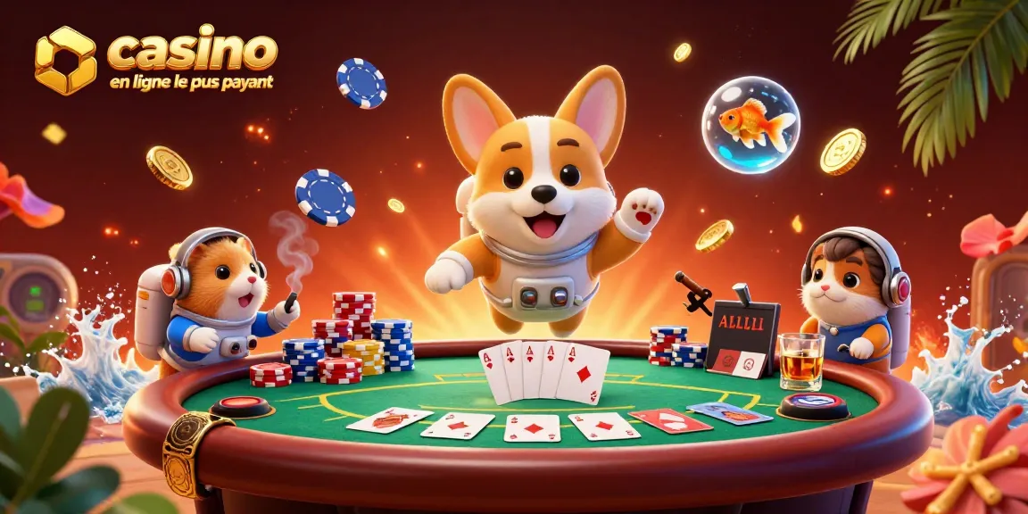 Image d'un corgi astronaute dans un casino spatial, symbolisant le casino en ligne le plus payant.
